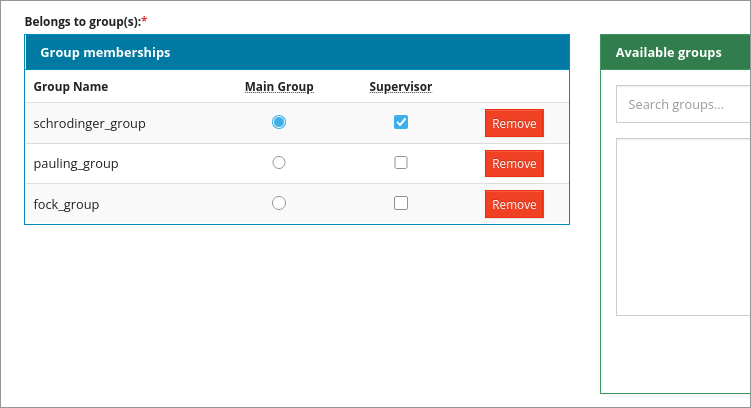 Browse user edition page with supervisor assignment
