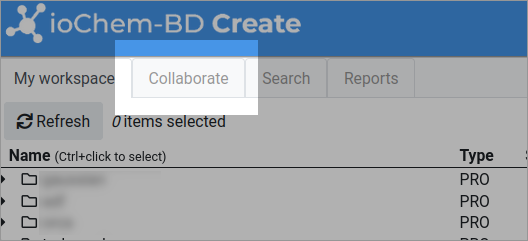 Collaborate tab in Create module