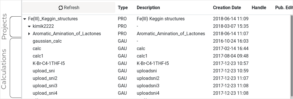 Project and calculation navigation tree