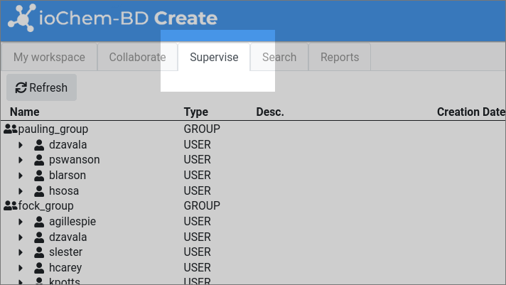 Supervise tab in Create module