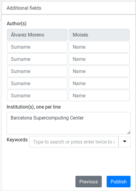 Additional fields tab