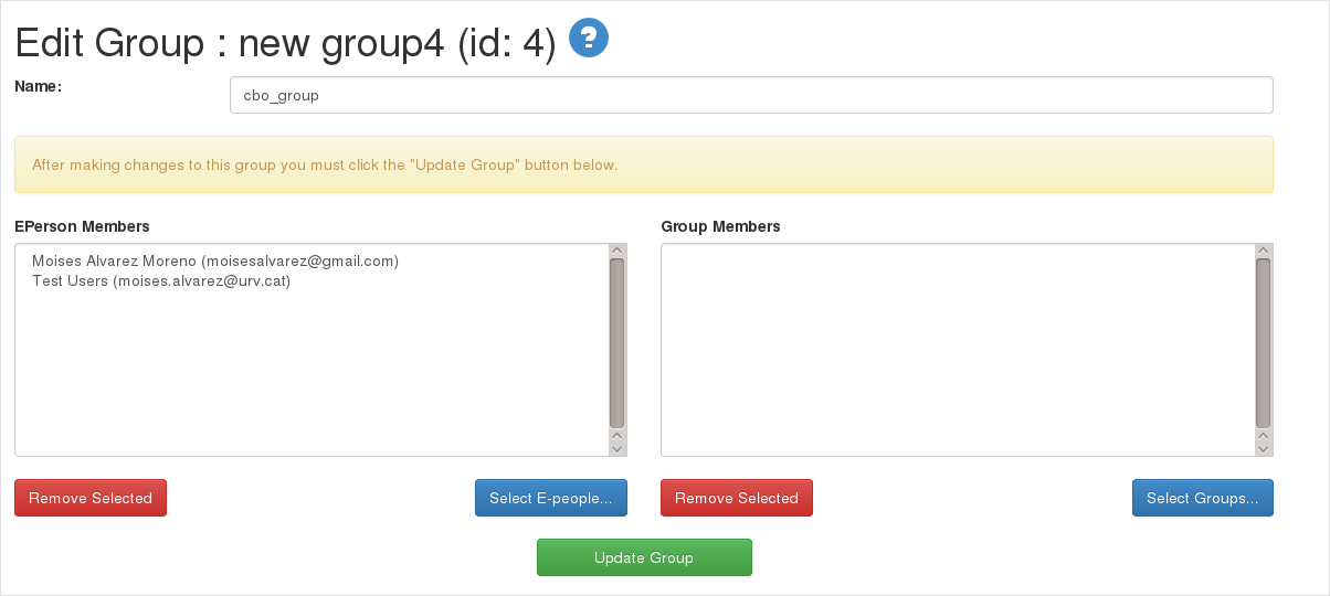 Admin assign group users form