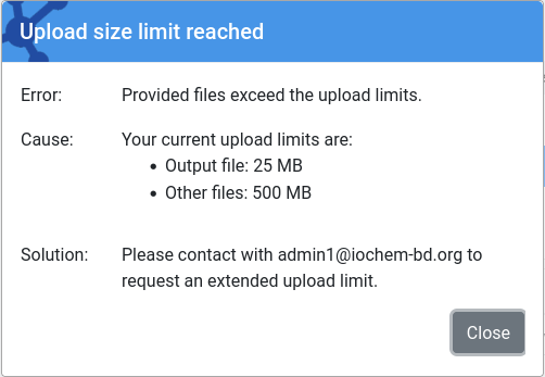 File size exceeded error form